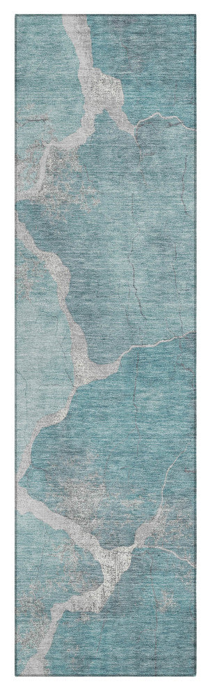 Machine Washable Indoor/Outdoor Chantille ACN1889 Teal 2'3" x 7'6" Runner Rug