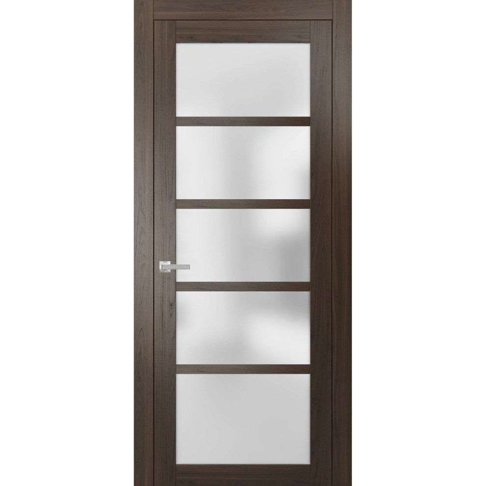 Solid French Door Frosted Glass | Quadro 4002 Chocolate Ash | -30 x 80