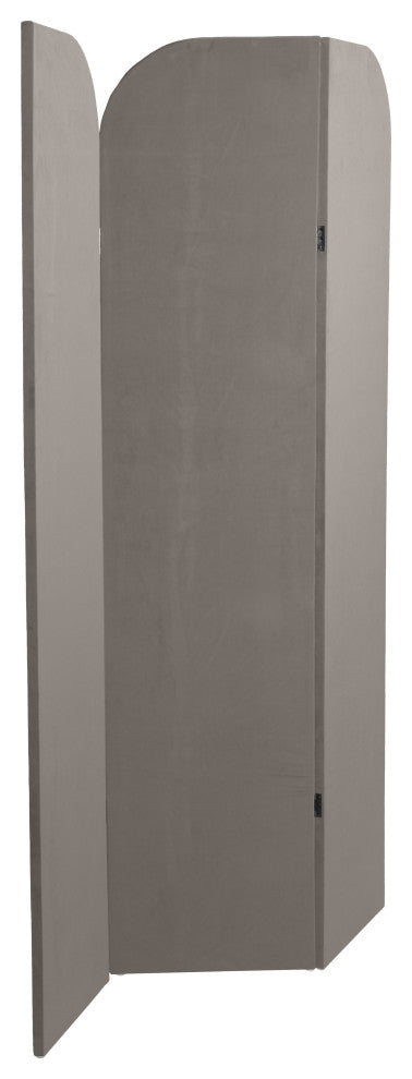 6 ft. Modern Arch Velvet Room Divider Charcoal 3 Panel