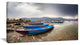 Blue Boats in Pokhara Lake, Boat Canvas Art Print, 32"x16"