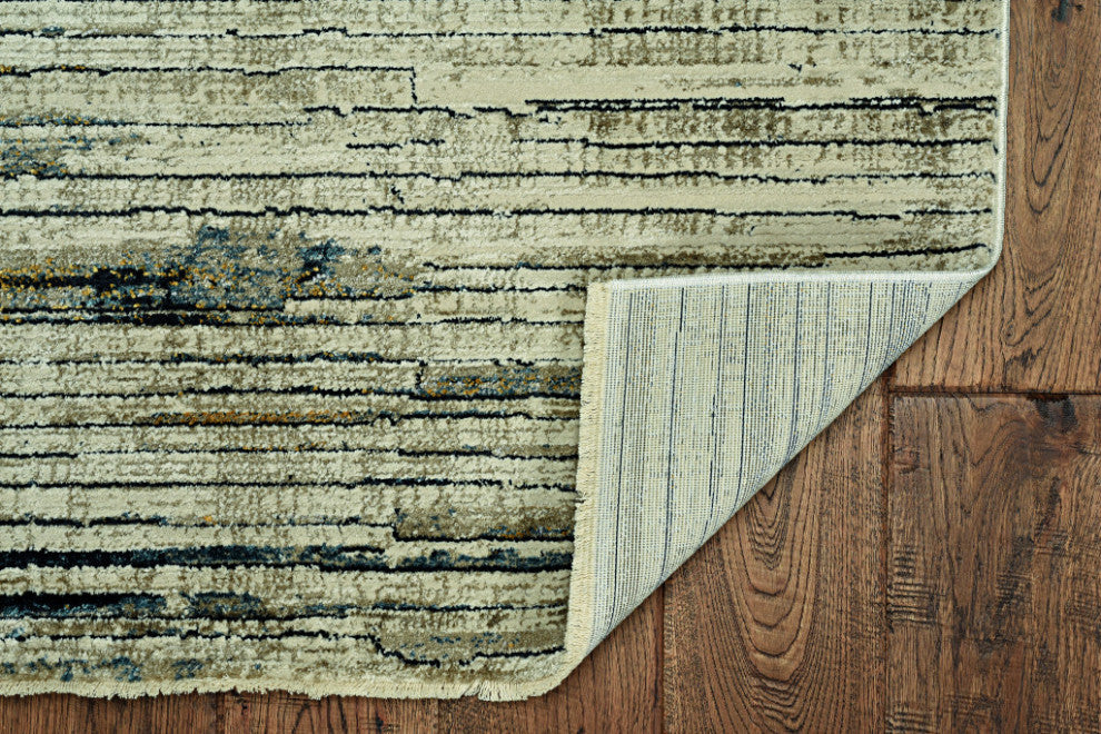 4"x6" Blue Ivory Abstract Striped Area Rug