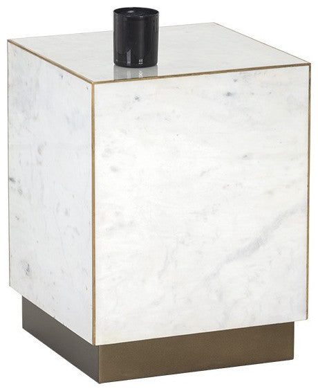 Daines End Table, White Marble