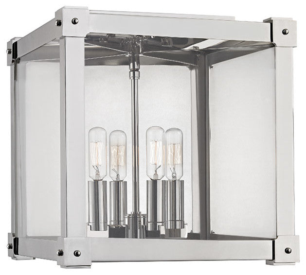 Forsyth, 4 Light, Flush Mount, Polished Nickel Finish, Clear Glass