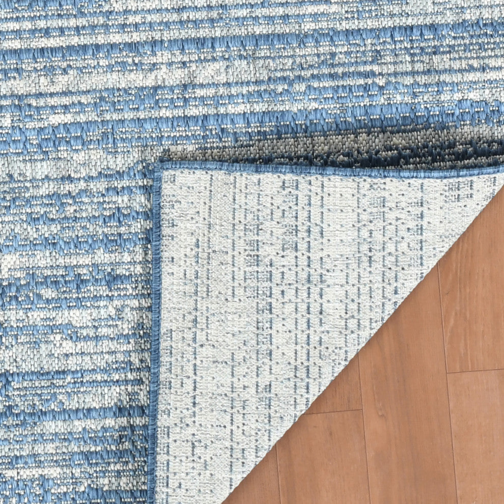Maryland Cecil Indoor/Outdoor Runner, Blue, 2'4" x 8', Striped