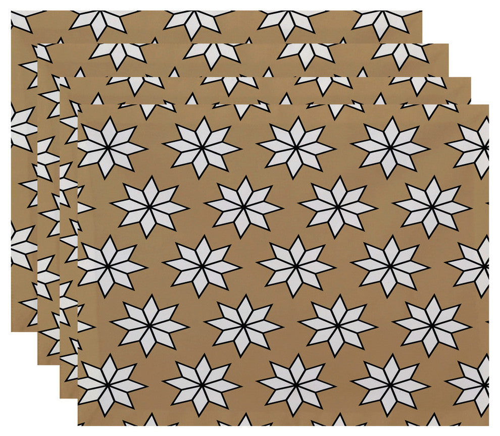 Decorative Holiday Placemat, Set of 4 Geometric, Taupe
