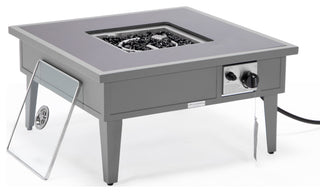 Leisuremod Walbrooke Patio Square Fire Pit Table With Aluminum Frame, Gray