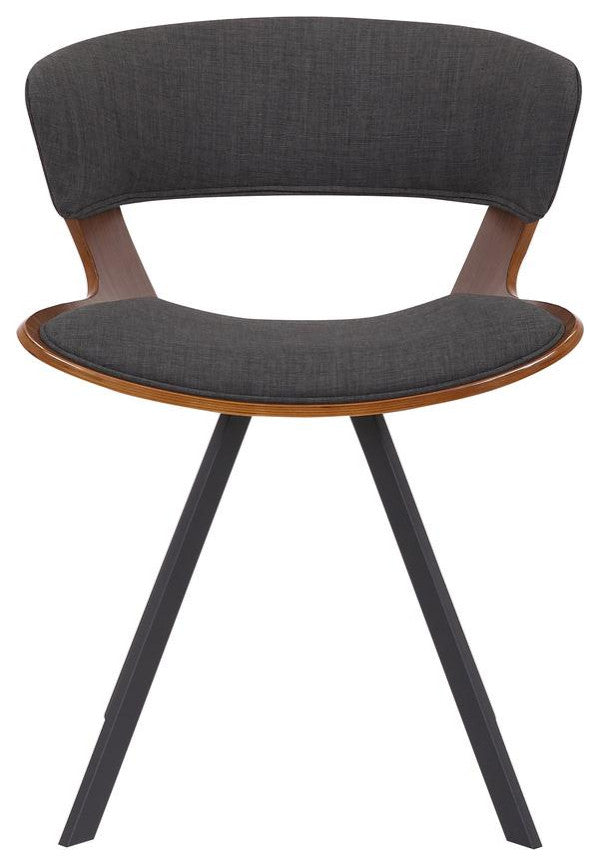 Ulric Wood and Metal Modern Dining Room Accent Chair, WALNUT