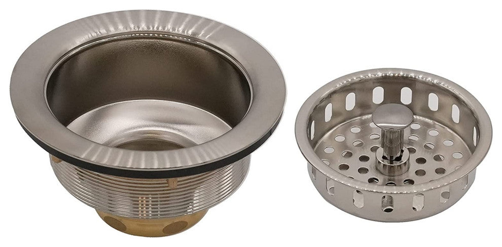 Two Wing Nut Style Large Kitchen Basket Strainer, Polished Nickel, Stainless Ste