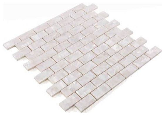 Tahitian Pearl, White Pearl Mosaic in Large Brick Pattern