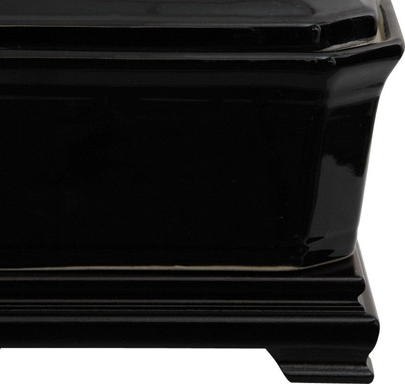 8" Solid Black Porcelain Covered Jar