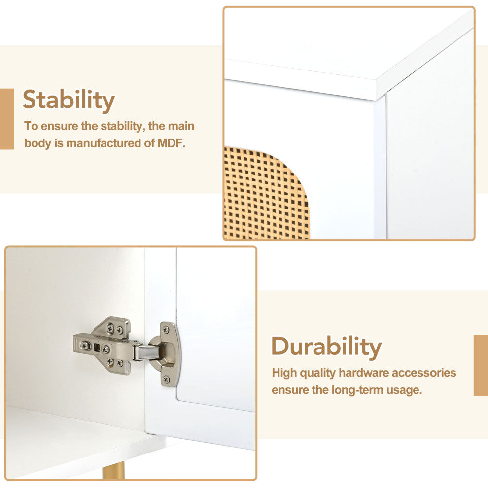 Gewnee  TV Stand with Rattan Door