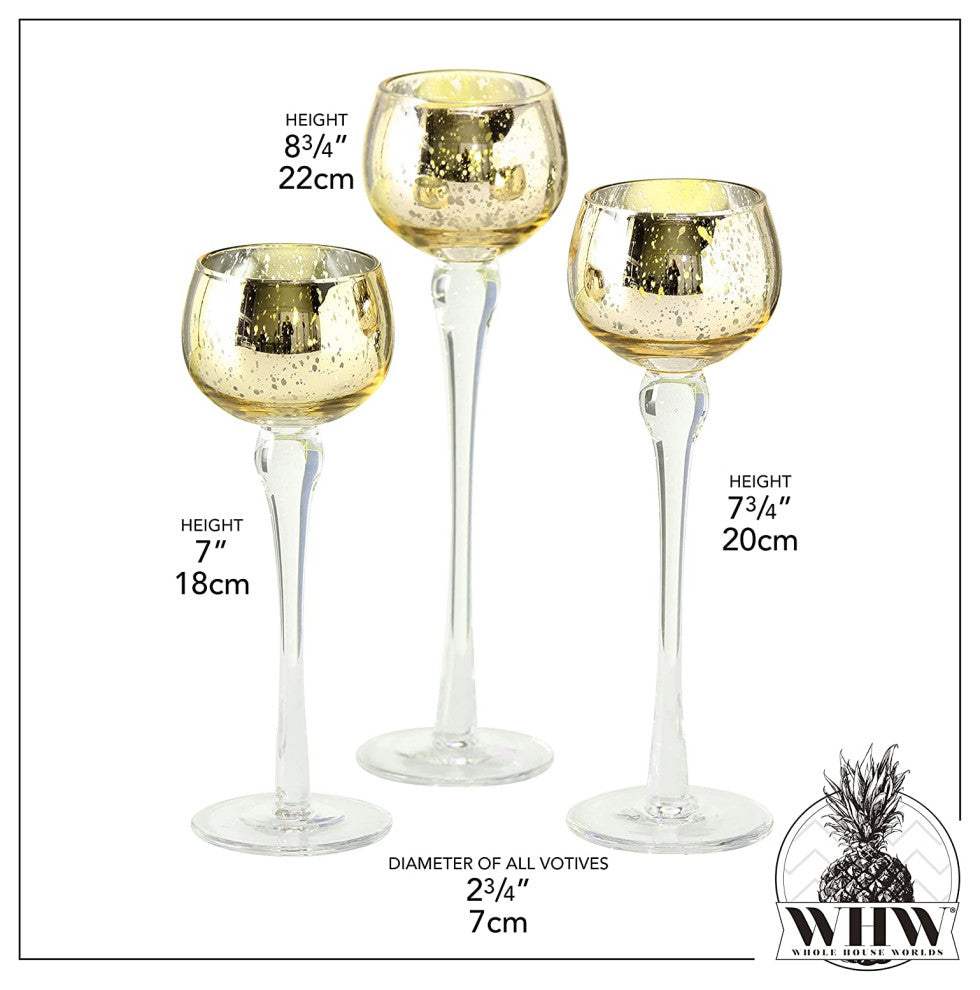 3 Piece Gold Baby Long Stem Candle Holders