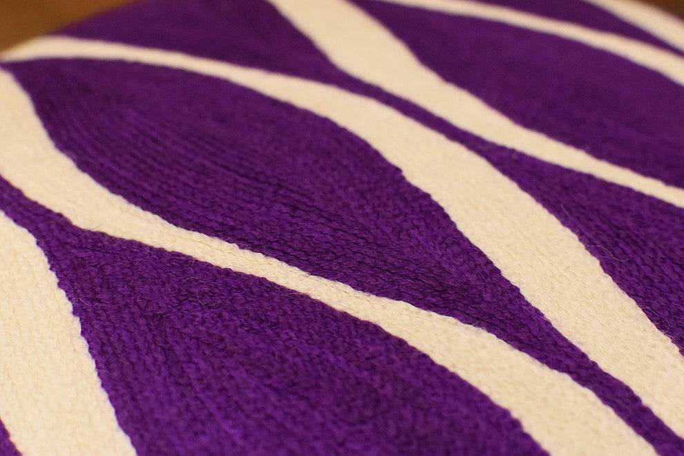 Contemporary Waves Vivid Violet Decorative Pillow Cover Handmade Wool 18x18"
