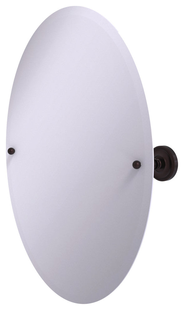 Frameless Oval Beveled Edge Tilt Mirror, Antique Bronze