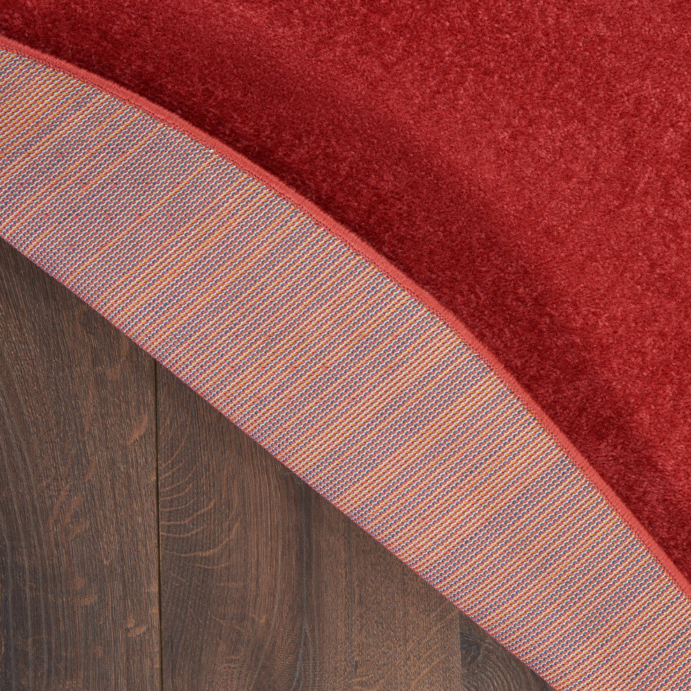 Nourison Essentials 4' x Round Brick Red Outdoor Area Rug