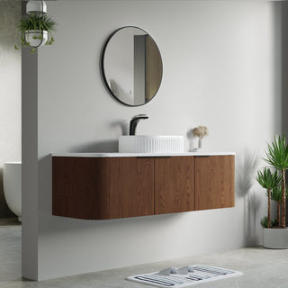 Pershing 60" Single Vanity 5 Pc Combo, Walnut, White Sink