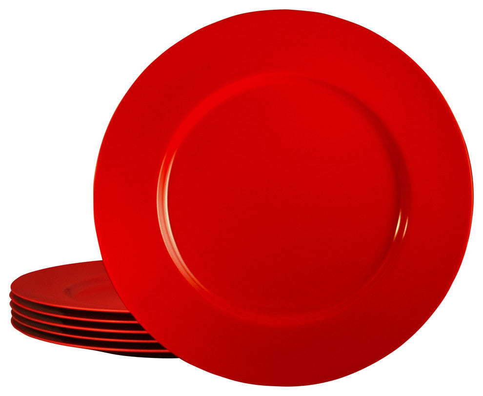 6-Piece Melamine Salad Plate Set, Red