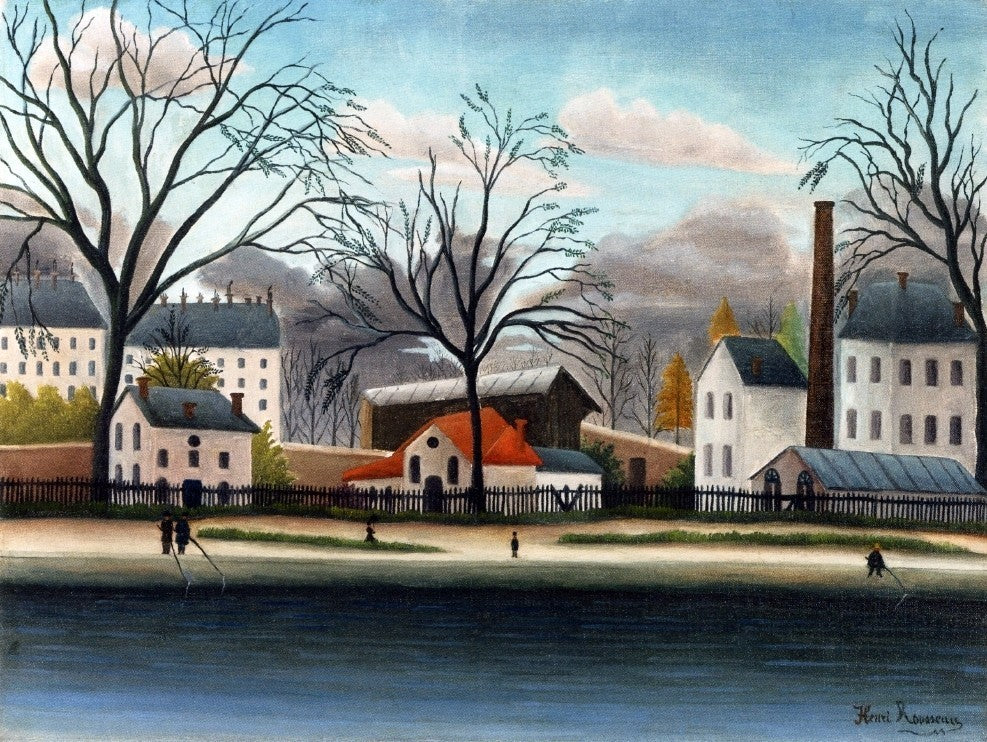 Henri Rousseau A Suburb, 21"x28" Wall Decal