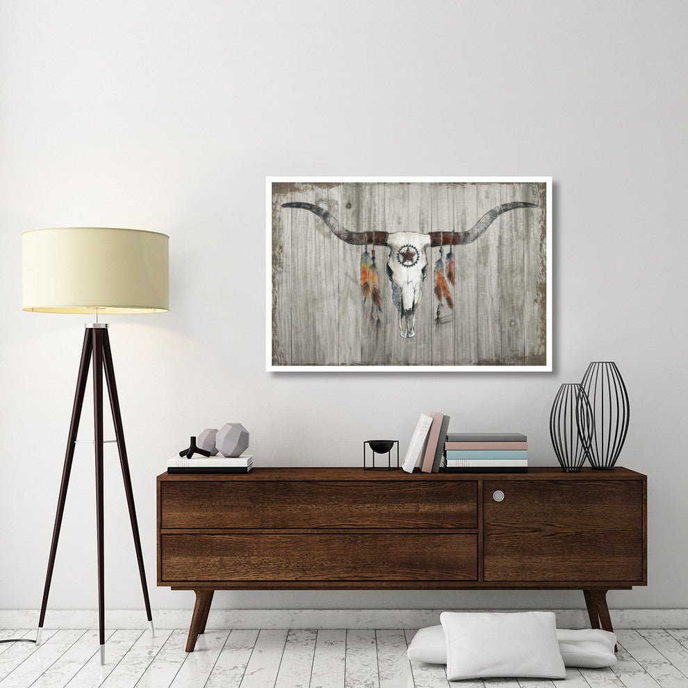 "Longhorn on Dark Gray Wood" Digital Paper Print by Avery Tillmon, 50"x34"