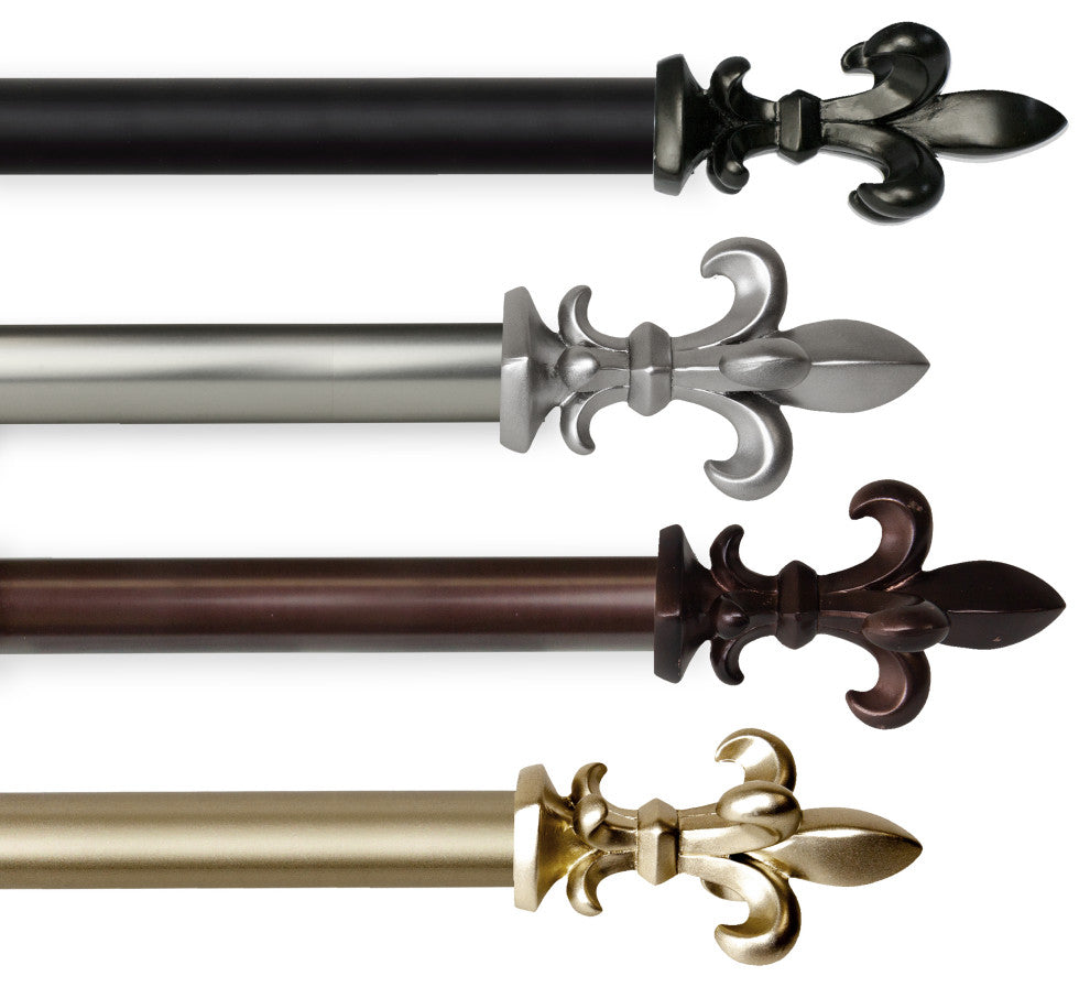 Silas 1" Diameter Curtain Rod, Gold, 120-170"