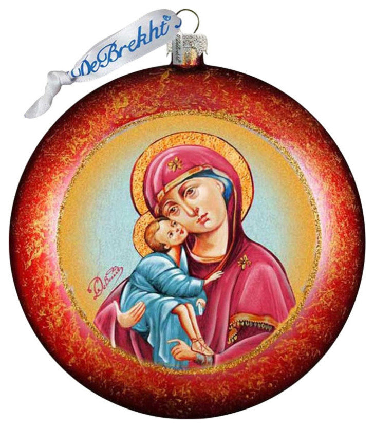 Hand Painted Limited Edition Mary And Jesus Glass Scenic Ornament