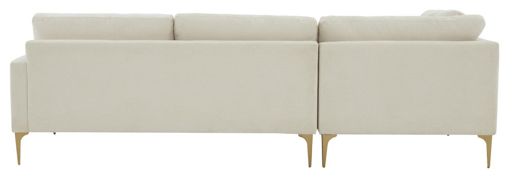 Serena Cream Velvet Left Arm Facing Chaise Sectional