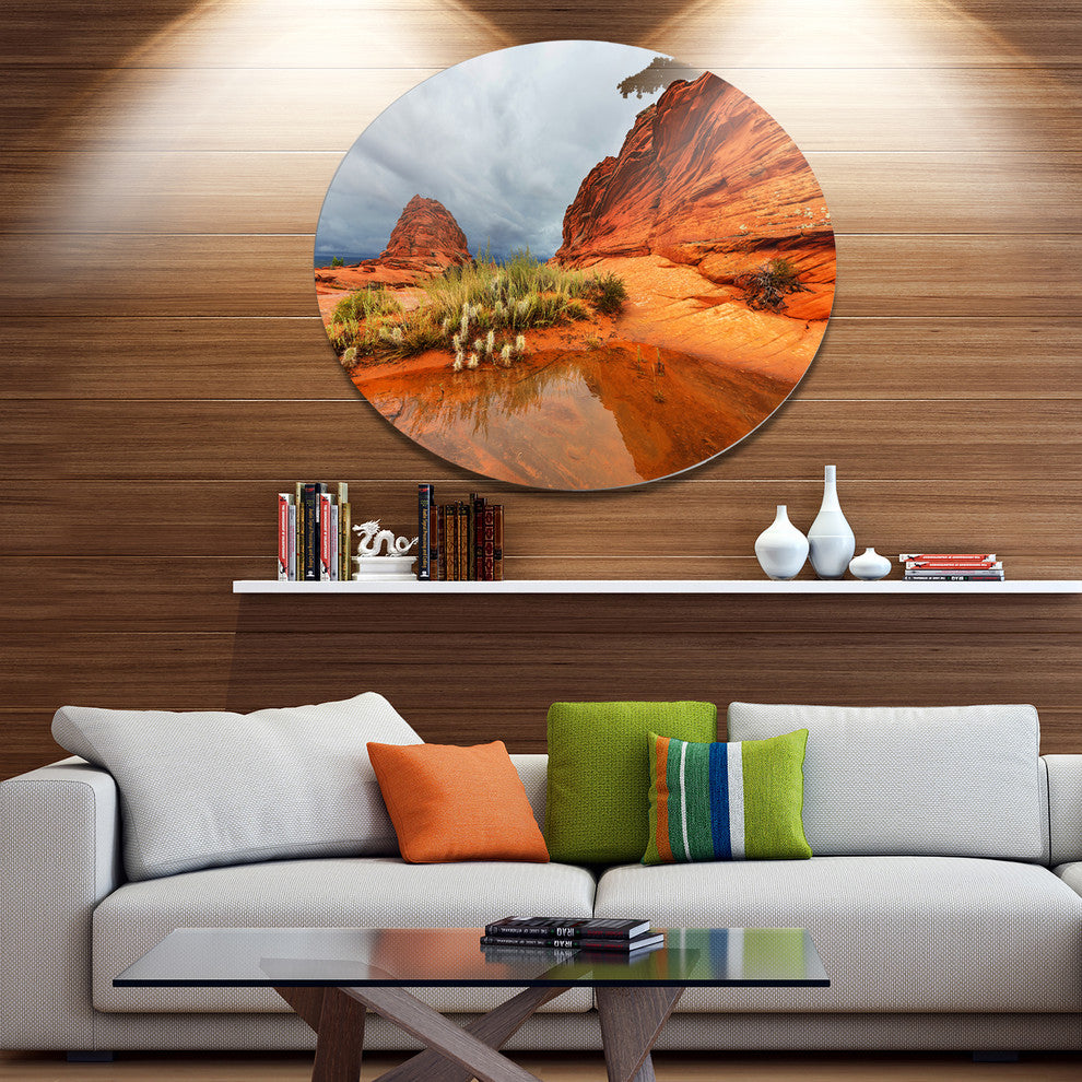 Clear Lake Vermillion Cliffs, Landscape Large Disc Metal Wall Art, 36"