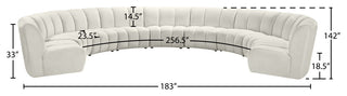 Infinity Channel Tufted Velvet Modular Chair, Cream, 9 Piece