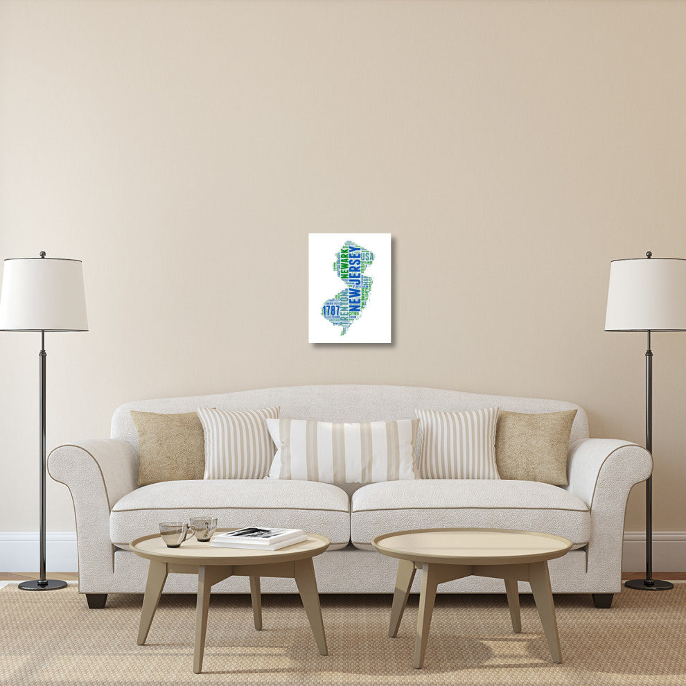 "New Jersey Word Cloud Map" Fine Art Print