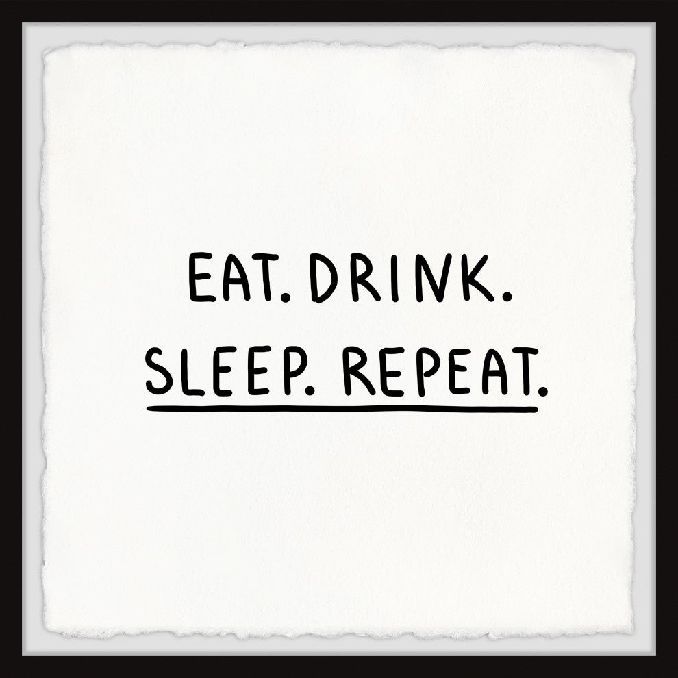 "Eat Drink Sleep" Framed Painting Print, 32x32
