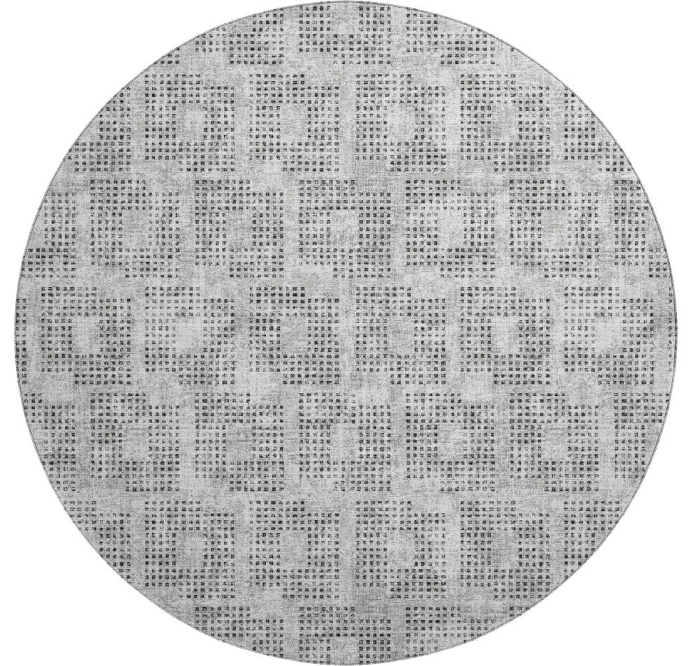 Premium Machine Washable Mayfield AMF33 Gray 8' x 8' Round Rug