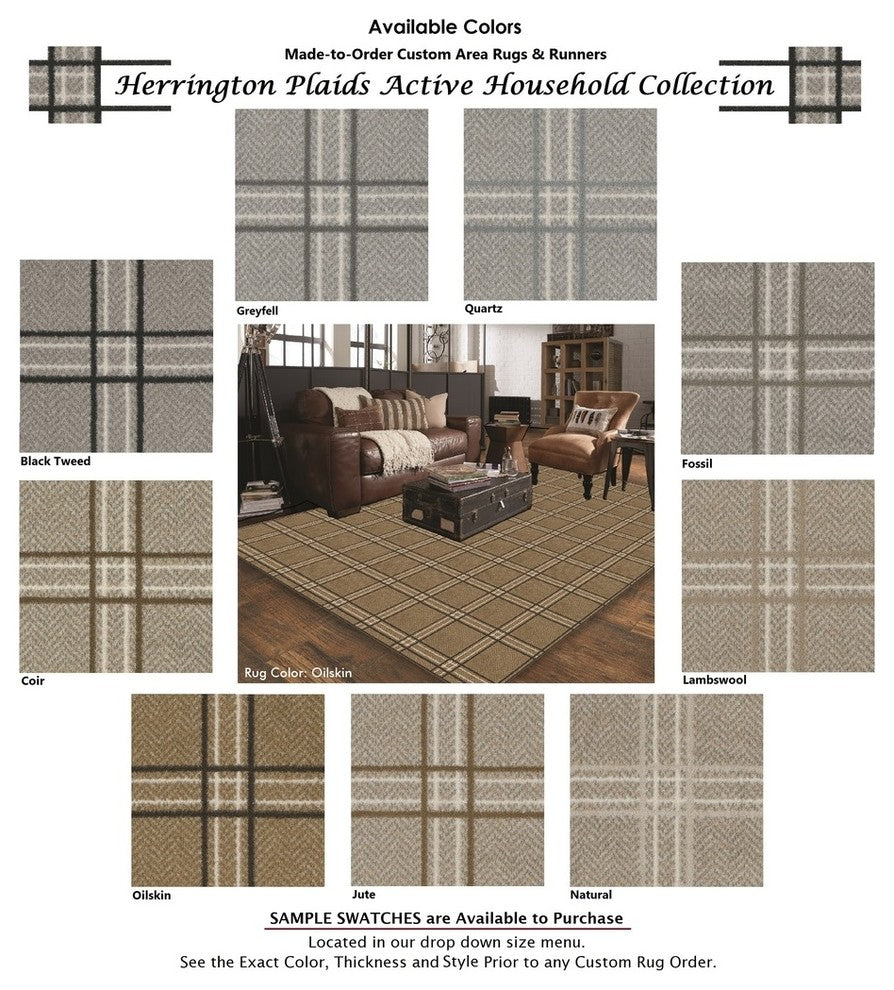 Fossil Herrington Plaid Area Rug Milliken Tactesse Nylon, 6'x7'