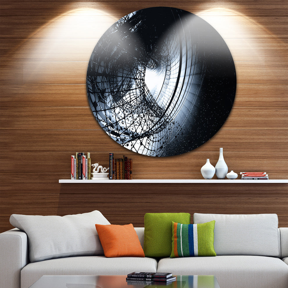3D Abstract Art Black Spiral, Abstract Round Metal Wall Art, 11"