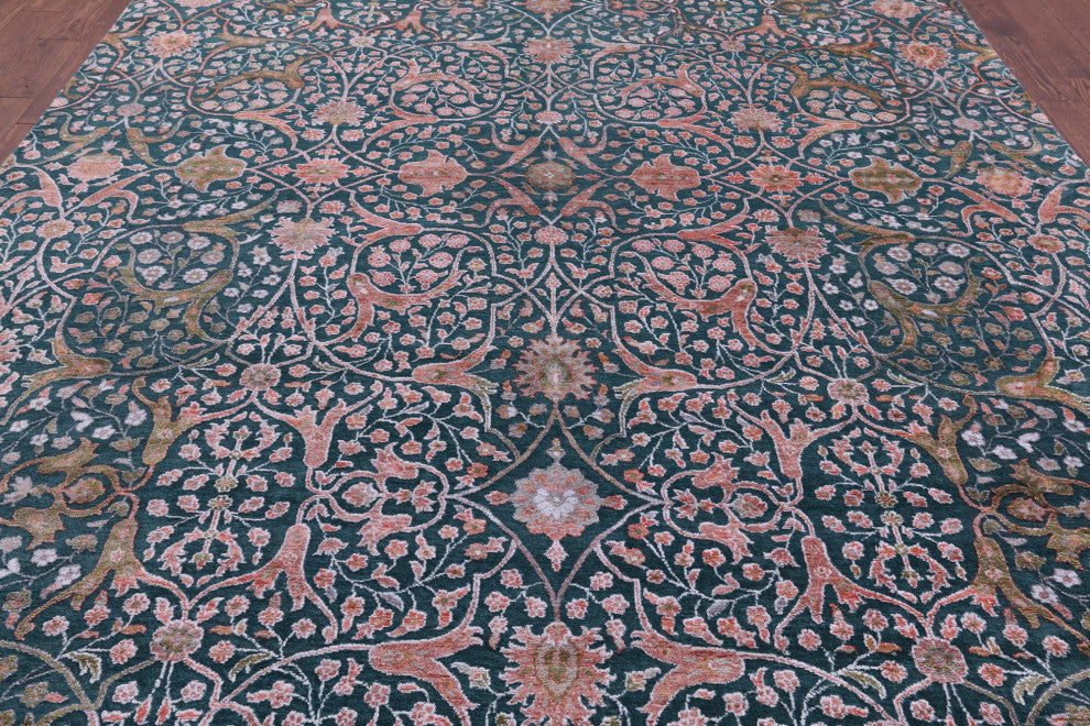 9' 0" X 12' 2" Modern Hand Knotted Wool & Silk Rug - Q15531