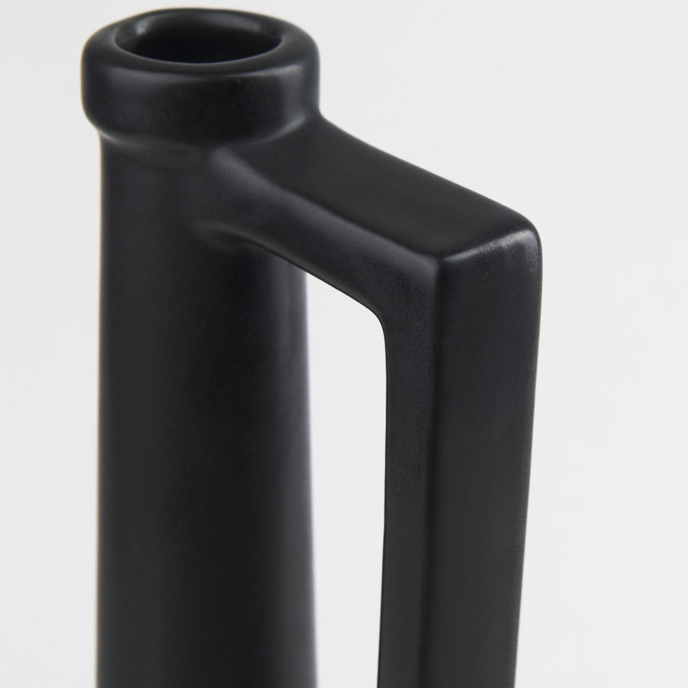 Burton Black Ceramic Jug Style Vase, 16"