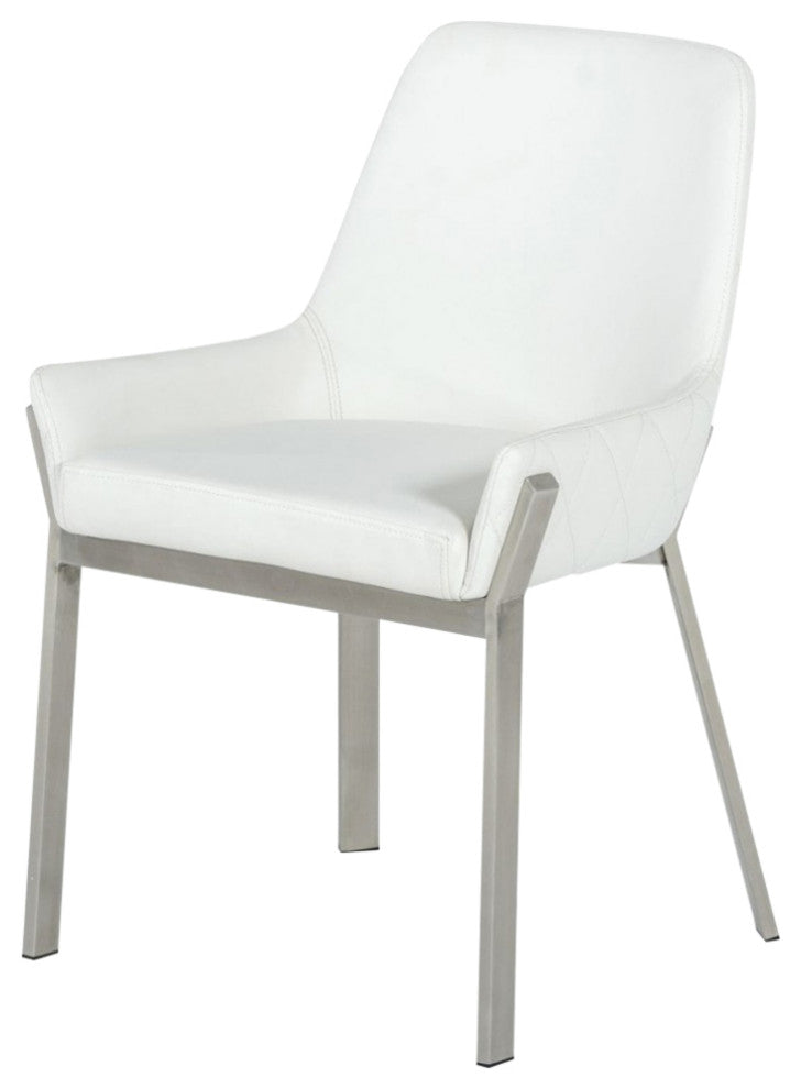 White Brushed Stainless Steel Dining Chair
