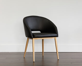 Thatcher Antique Brass Dining Chair, Onyx