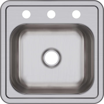 D11515 Dayton Stainless Steel 15" x 15" Drop-in Bar Sink, 3 Holes