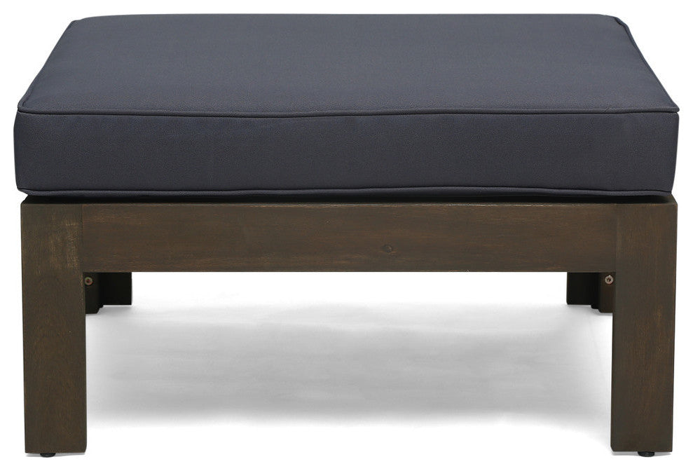 Mamie Outdoor Acacia Wood 5-Piece Sofa Set, Gray Finish, Dark Gray