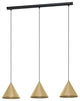 Narices, 3 Light Linear Pendant, Structured Black, Brushed Brass Metal Shades