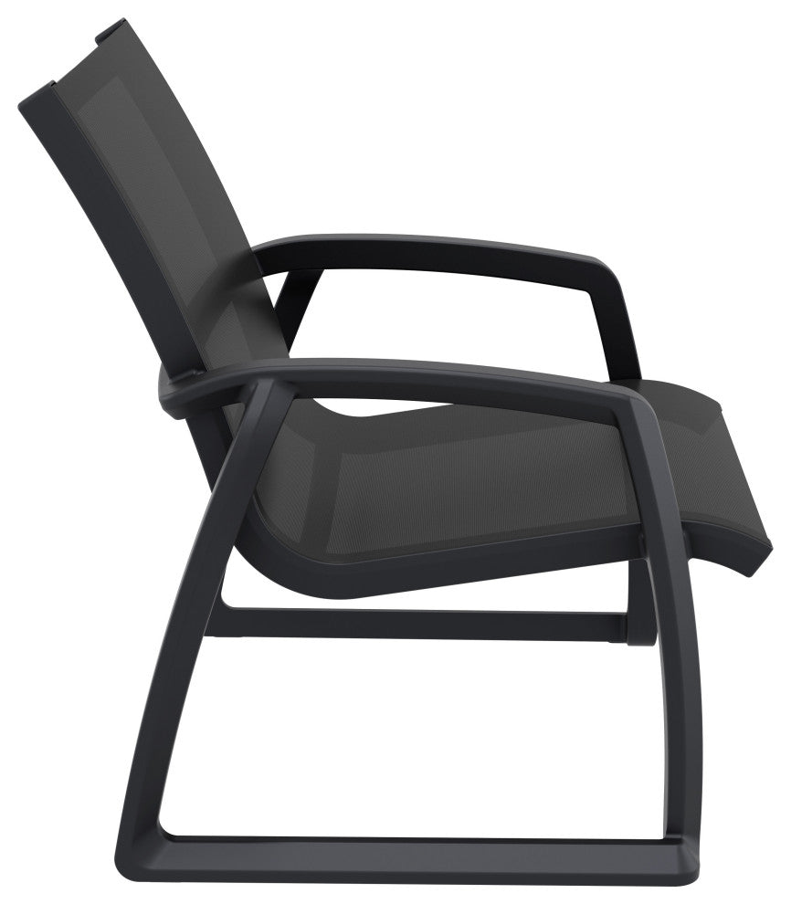 Pacific Club Arm Chair Frame Black Sling Set of 2, Black-Black