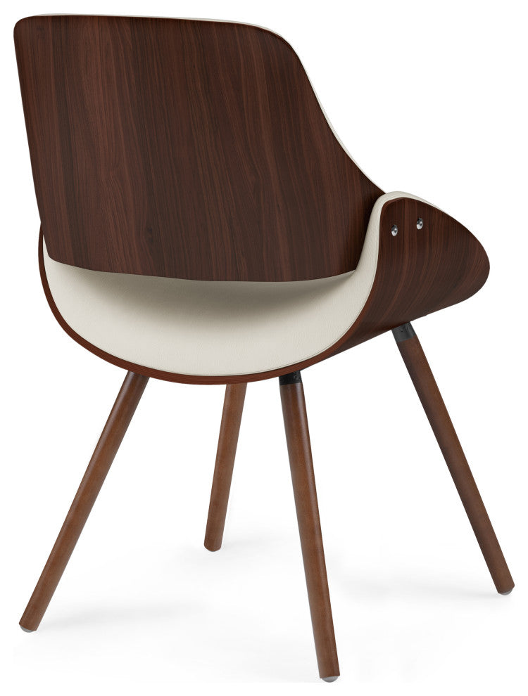 Malden Bentwood Dining Chair with Wood Back in Natural Linen Look Fabric