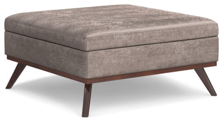 Owen XL Square Coffee Table Storage Ottoman, Distressed Grey Taupe, 41"
