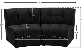 Limitless Velvet Upholstered 2-Piece Modular Sectional, Black