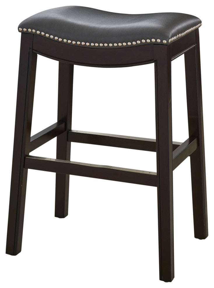 New Ridge Home Goods Julian Counter Height Barstool With Grey Faux Leather Seat