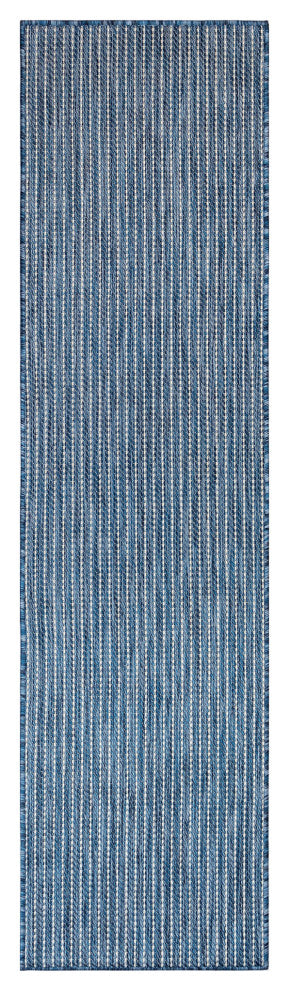 Carmel Texture Stripe Indoor/Outdoor Rug, Navy, 1'11"x4'11" Runner