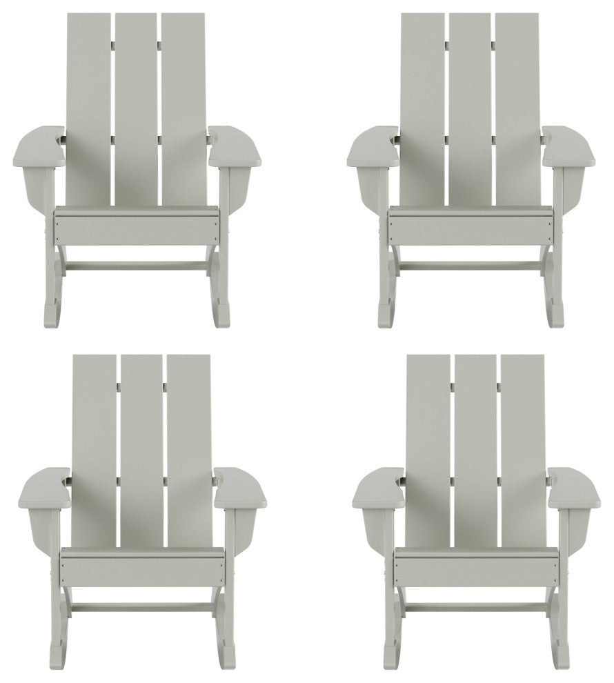 WestinTrends 4PC Modern Adirondack Outdoor Rocking Chair Set, Porch Rockers, Sand