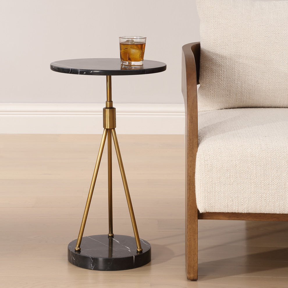 Uttermost Rosston Black Marble Accent Table