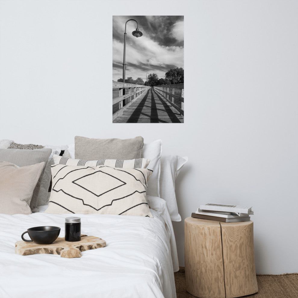 Follow the Lines Black & White Landscape Photo Unframed Wall Art Print, 24" X 36"