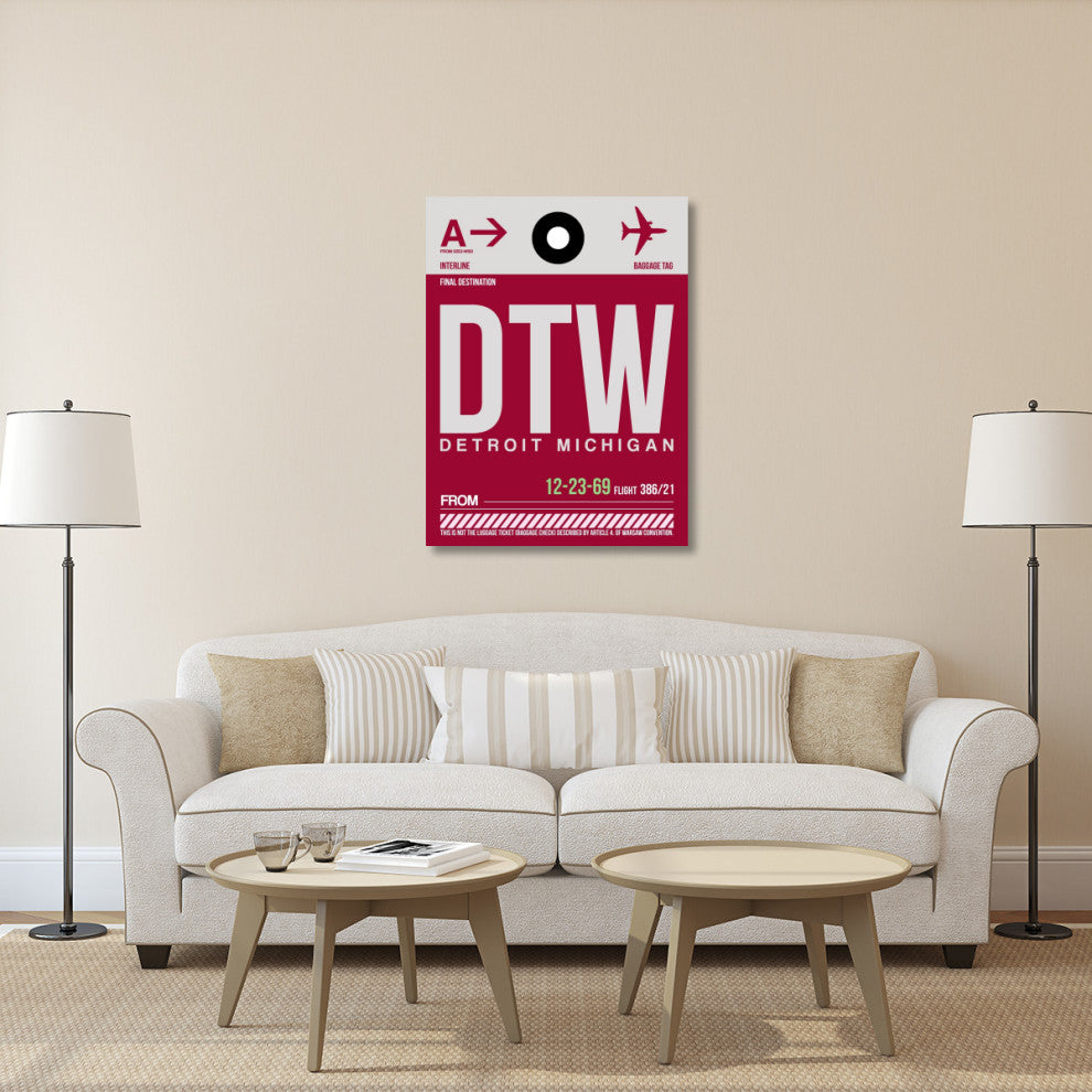 "DTW Detroit  Luggage Tag 1" Fine Art Print